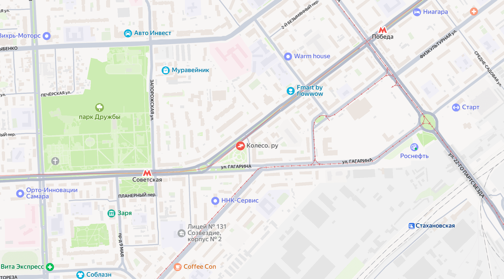 Схема проезда — Самара, ул. Победы, 3Б